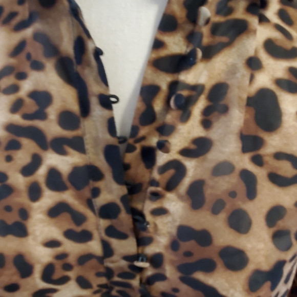Leopard Print sheer button up blouse sheer punk classic - Picture 9 of 9